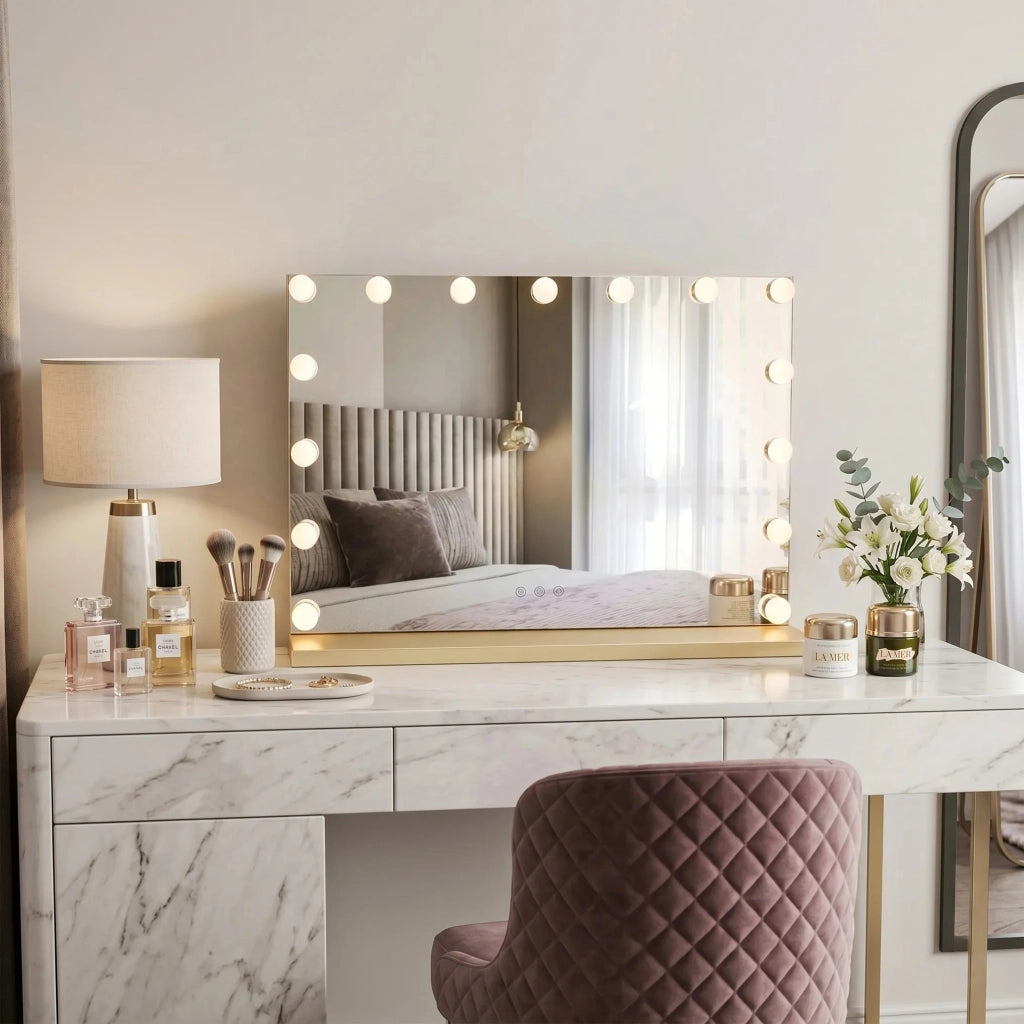 Specchio Led Hollywood L.gold 80x60