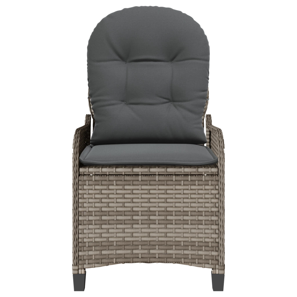 Poltrona Relax con Cuscino Grigio in Rattan Plastificato