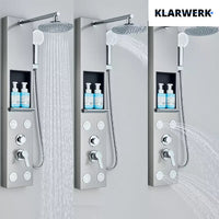 BEN | Pannello doccia soffione doccia a pioggia in acciaio inox | Sistema doccia idromassaggio spazzolata argento Miscelatore doccia rubinetto