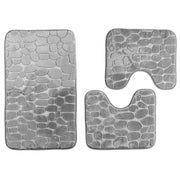Set 3 Tappeti Bagno WC e Bidet Effetto Memory Morbidi Antiscivolo 1 Tappeto 45x75 cm +2 Tappeti 45x40 cm Assorbenti, Lavabili,Design Moderno Grigio