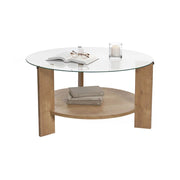 Canevino, Tavolino da Salotto Forma Rotondo, 75x75x40h cm Marrone Rovere