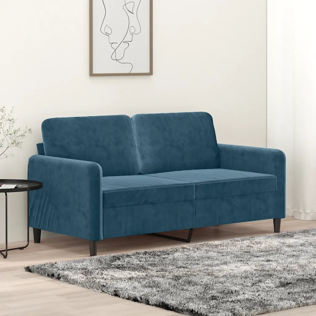 Divano a 2 Posti Blu 140 cm in Velluto 359451