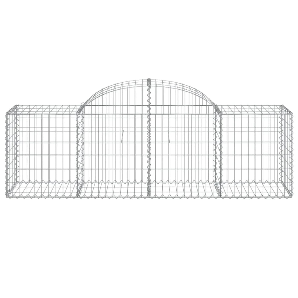 Cestini gabbioni recinzione a gabbia muro di contenimento ad arco 15 pezzi 200 x 50 x 60/80 cm ferro zincato argento 02_0040424