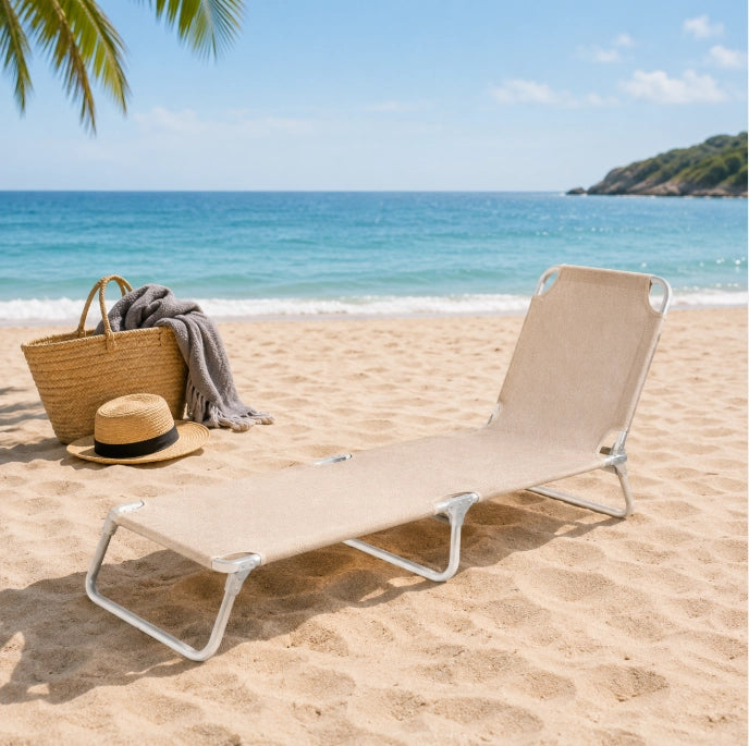 LETTINO MARE PIEGHEVOLE RECLINABILE 188x55x24 CM - DIVERSI COLORI COLORE: BEIGE