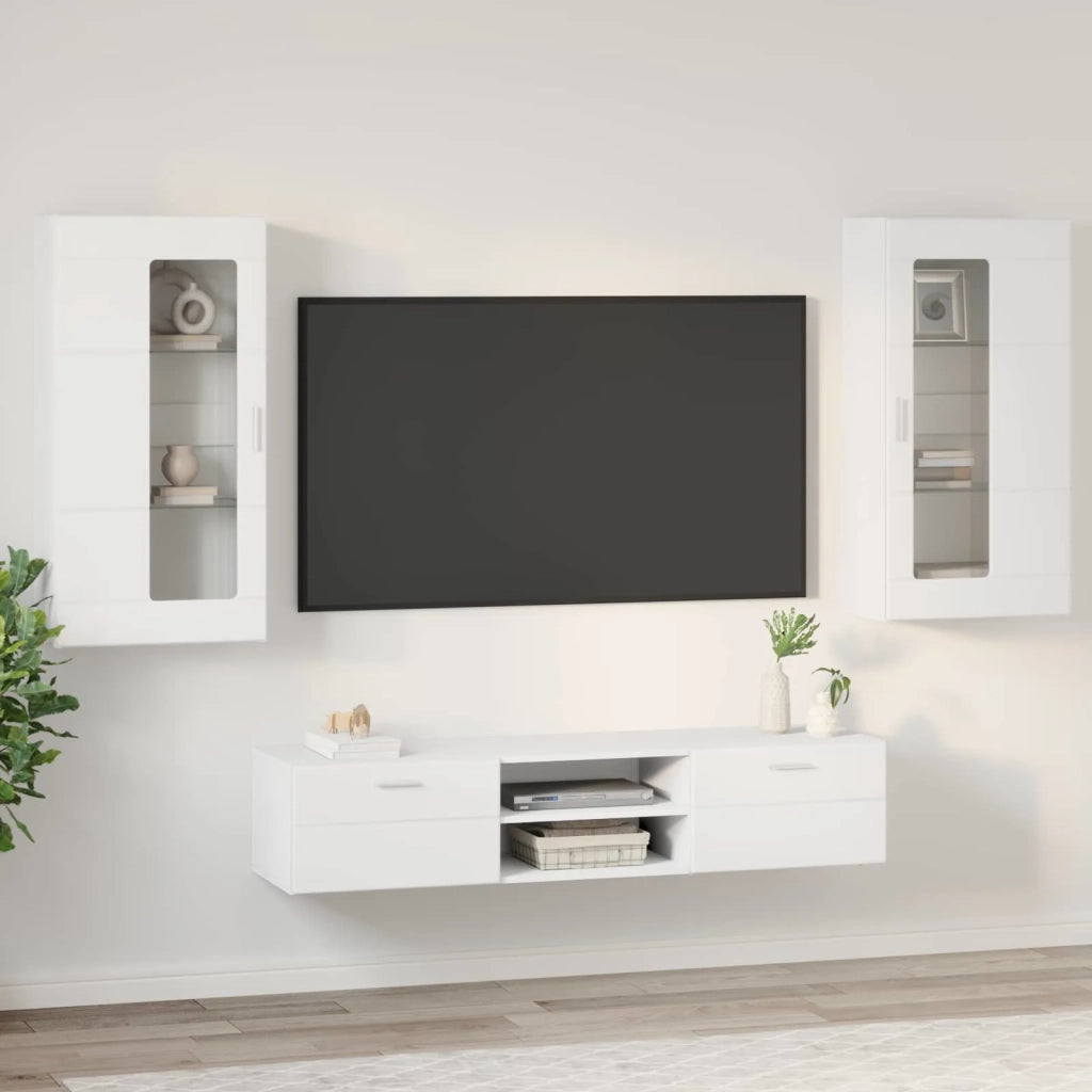 Set mobile TV con porta FLORIN 3 pcs Bianco Legno multistrato 3397924