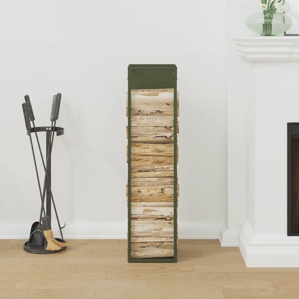 Rastrelliera per Legna da Ardere Verde Oliva 25x25x100 cm CFW5292060