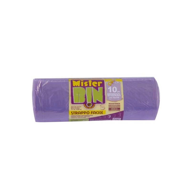 Sacco Immondizia Legacci Viola 70X110 pz.10 Mr.Bin