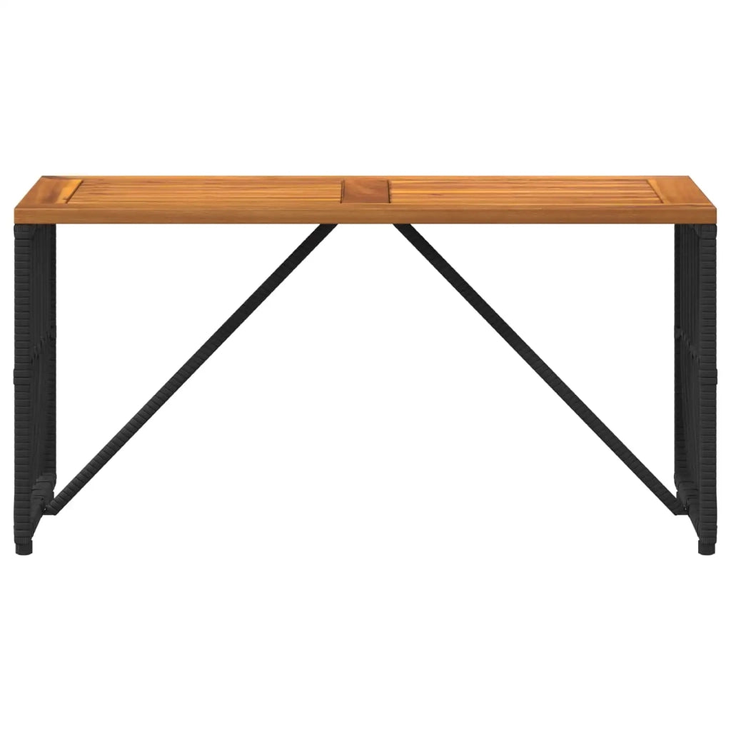 Tavolo da Esterno Nero 80 x 40 x 40 cm Acciaio e Polyrattan