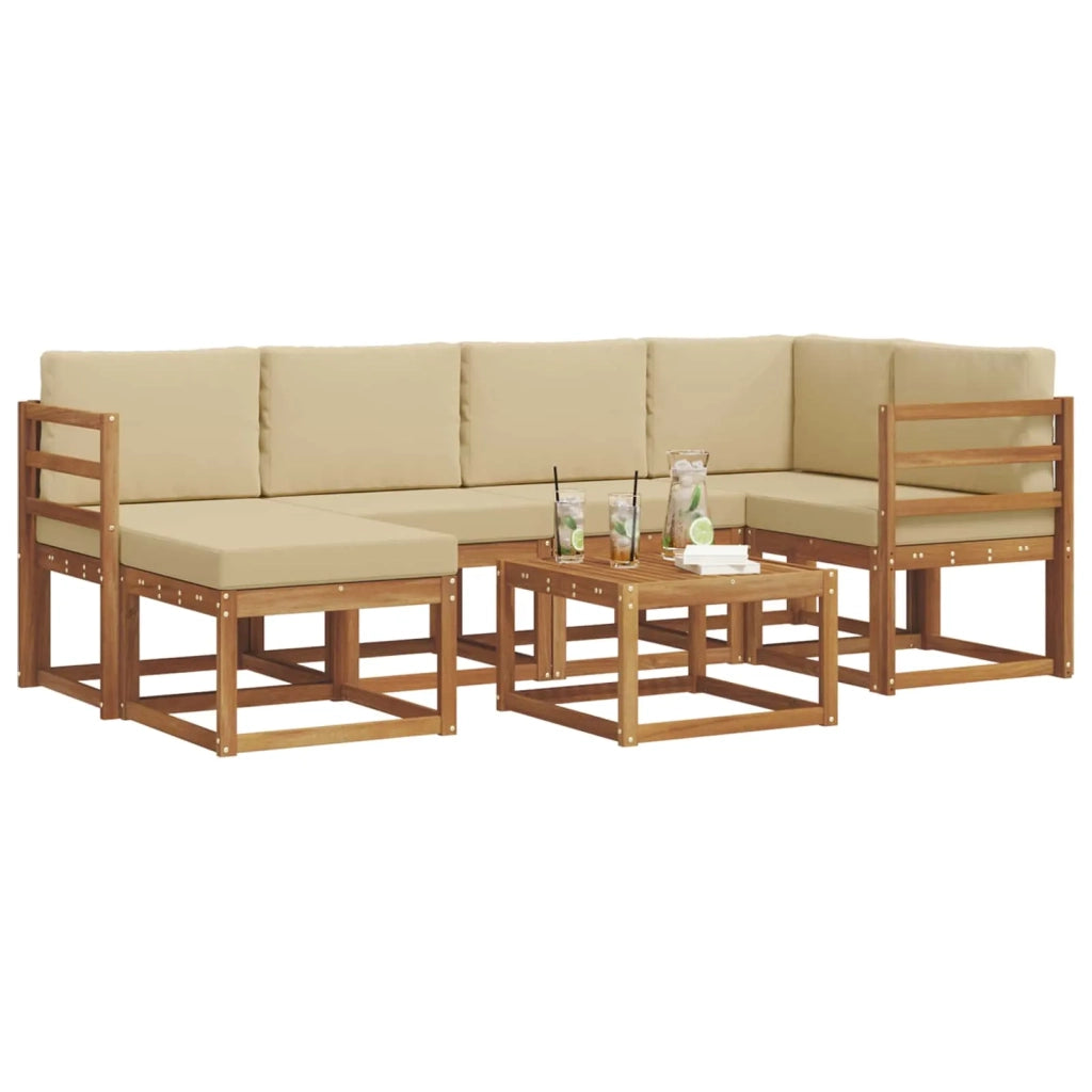 Set di divani da esterno con cuscino 7 pcs Naturale e Beige