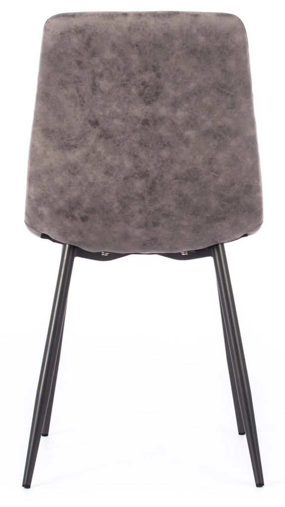 Set 4 Sedie Imbottite 49x48,5x88 cm in Similpelle Grigio Vintage