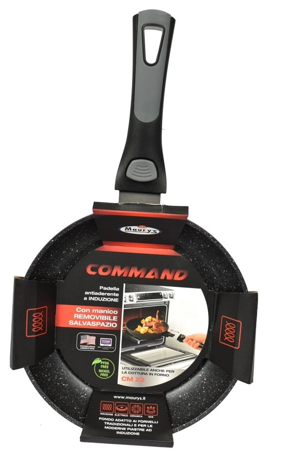 MAURY'S COMMAND PADELLA ANTIADERENTE CON MANICO RIMOVIBILE DA  22 CM