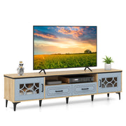 Mobile TV in legno per televisori fino a 80" consolle media per soggiorno, Mobile TV centro di intrattenimento da 180,5 cm Blu-Mobili porta TV