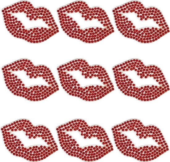 Applicazione strass hotfix con diamanti cristalli - 12 pezzi - rosso - adesiva per T-shirt, giacca, cappello e borsa - adatto per bling patch