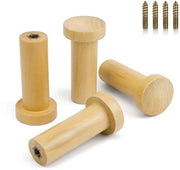 Accessori per parete 4 pezzi - Supporto per capi in legno - Haken robusti - Facile da installare - Effetto decorativo - Tessitura naturale - Supporto per capi