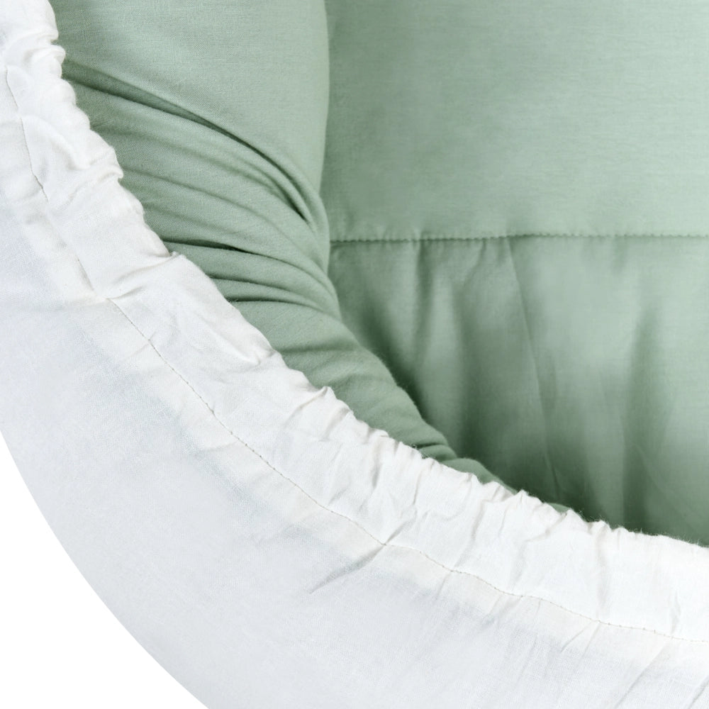 Lettino in cotone per neonati 55 x 90 cm reversibile verde chiaro e bianco stile moderno