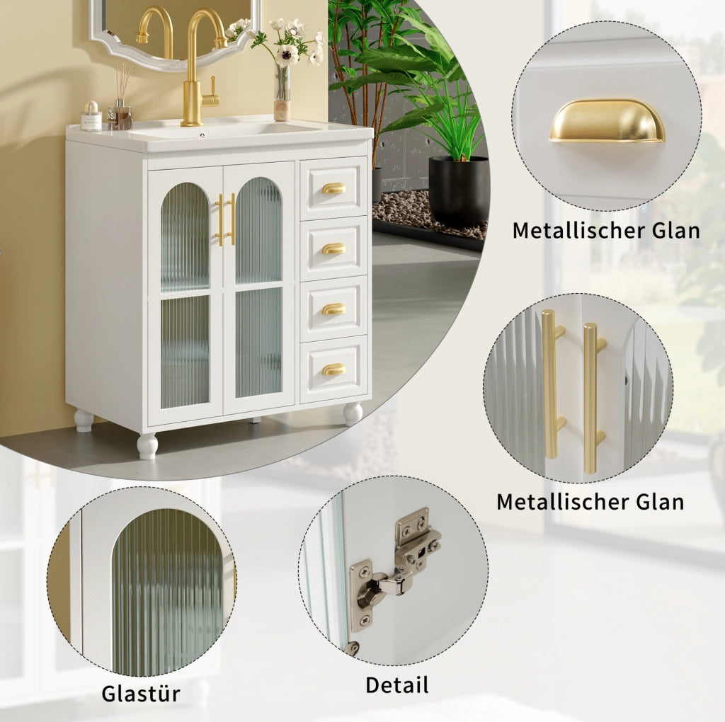 Mobile bagno con lavabo 80 cm bianco