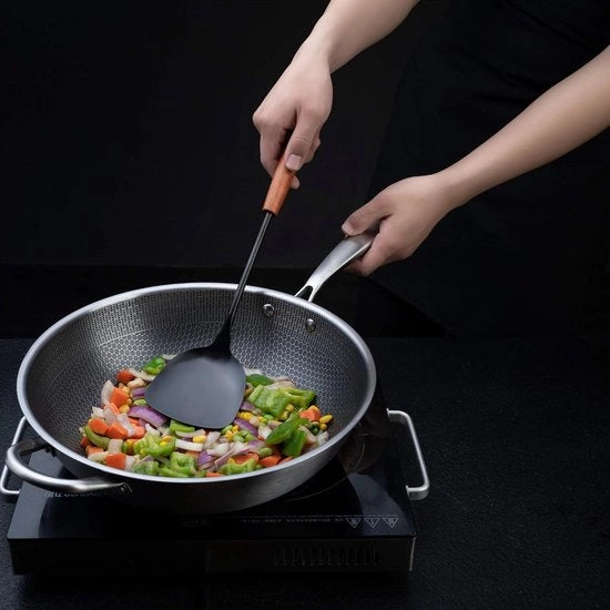 Spatola e cucchiaio per cucina in acciaio inossidabile 304, 36,2-38,1 cm