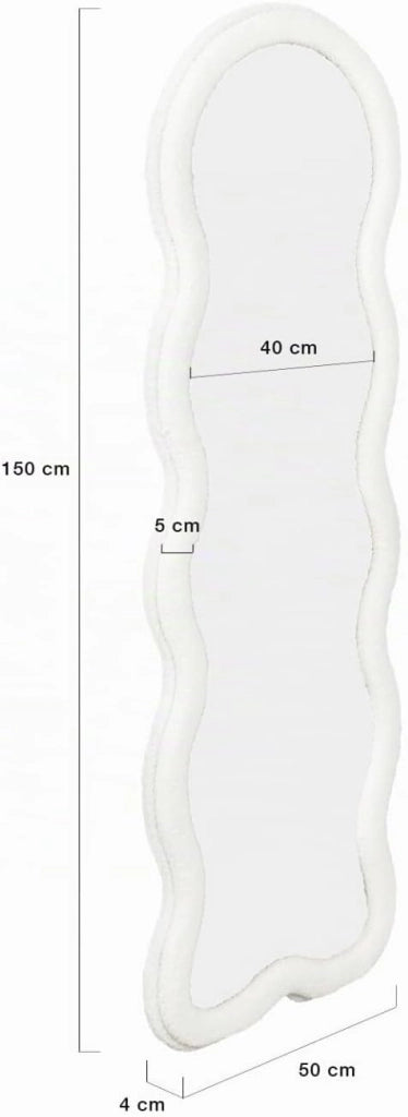 Specchio Wave in Tessuto bouclette Crema 150 x 50 cm