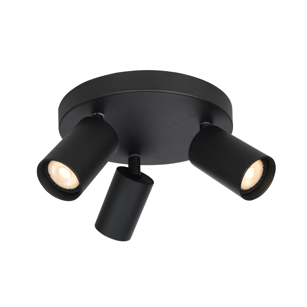 Plafoniera nera rotonda Ø22cm 3 spot GU10 Italux Nesto