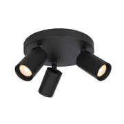 Plafoniera nera rotonda Ø22cm 3 spot GU10 Italux Nesto