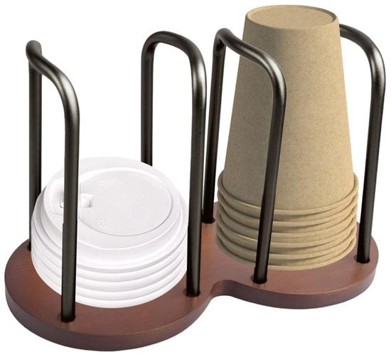 Dispensatore di bicchieri con due compartimenti - Supporto coperchio - Bicchieri di carta - Ufficio - Cucina - Palestra - Supporto bicchieri