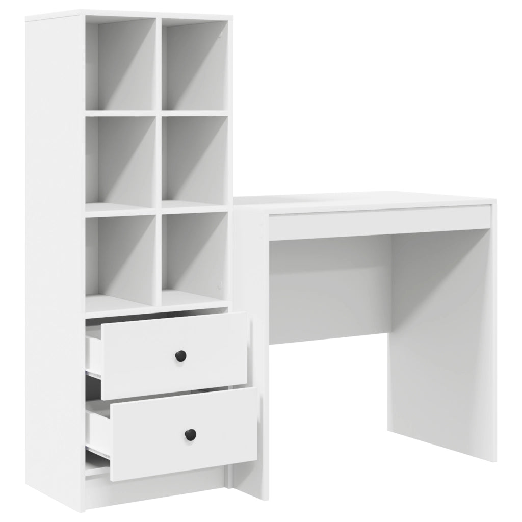 Scrivania  Bianca con Archiviazione in Legno Ingegnerizzato