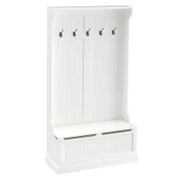 Mobile Da Ingresso Con Panca Appendiabiti 3 In 1 5 Ganci Panca Portaoggetti Per Soggiorno Corridoio 96 x 34 x 179.7 cm Crema