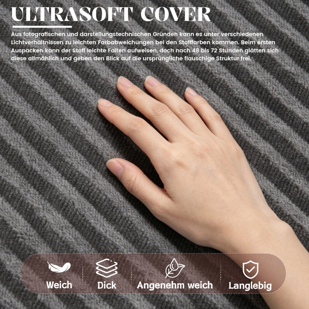 Pouf a pera ergonomico 90x90x59 cm in tessuto a coste grigio， memory foam