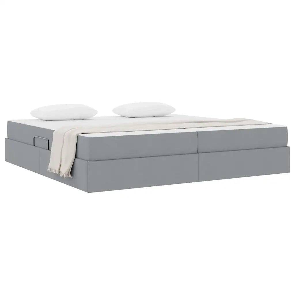 Letto con contenitore e materasso Grigio chiaro 200 x 200 cm