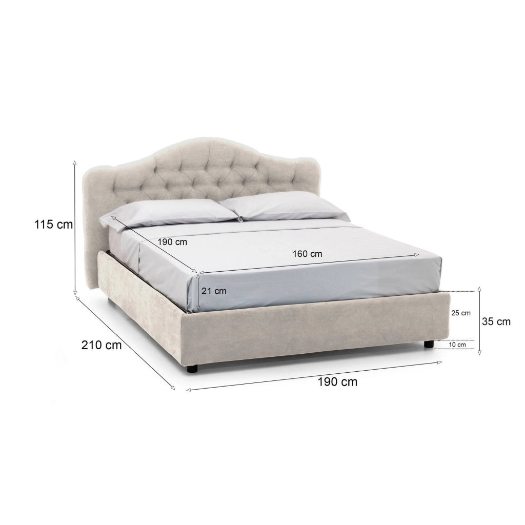 Letto Matrimoniale Allik, Letto Matrimoniale Materasso Incluso Made in Italy, Beige