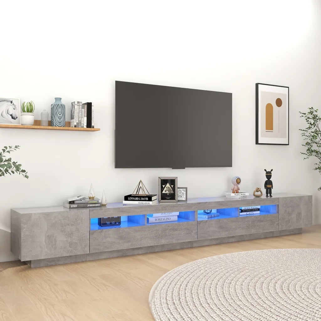Mobile TV | Armadietto TV | Mobile Porta TV con Luci LED Grigio Cemento 300x35x40 cm