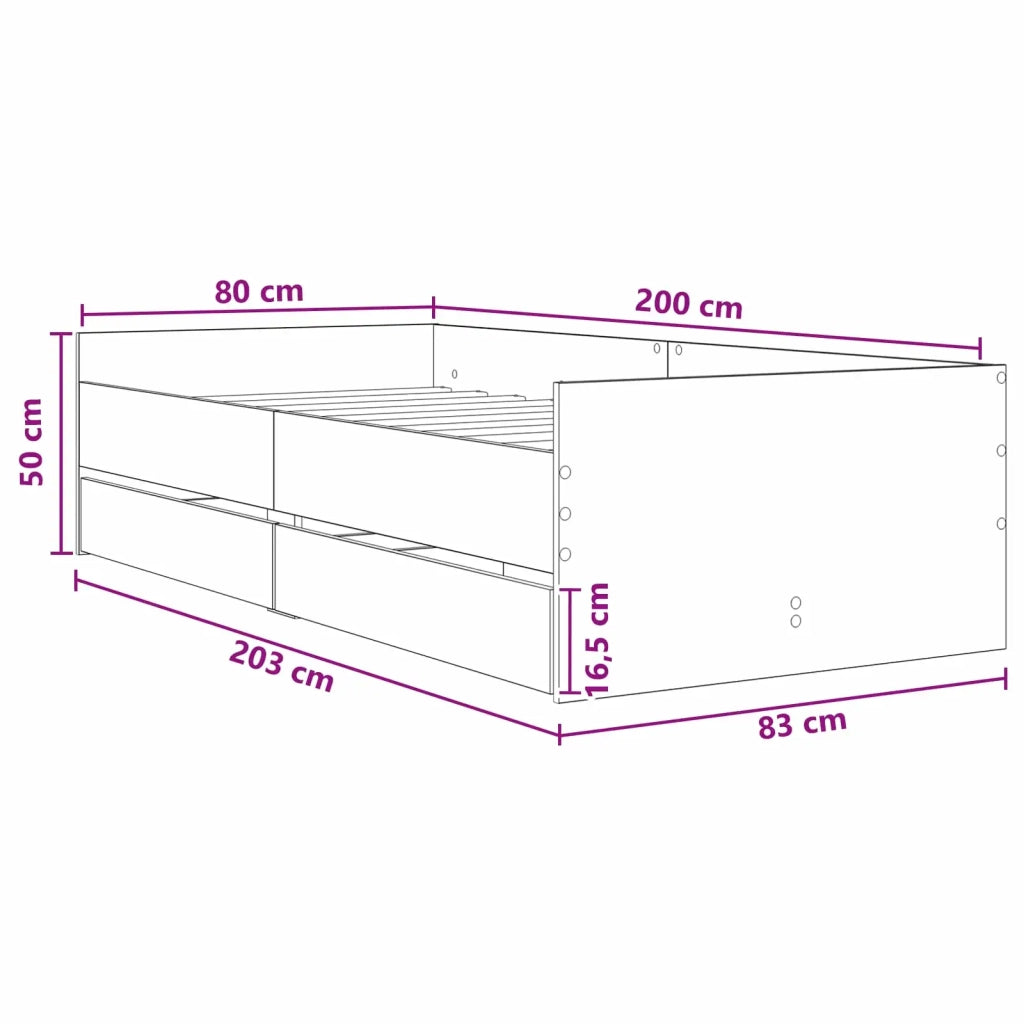 Struttura del letto con cassetto Legno antico Pino massello 3429616