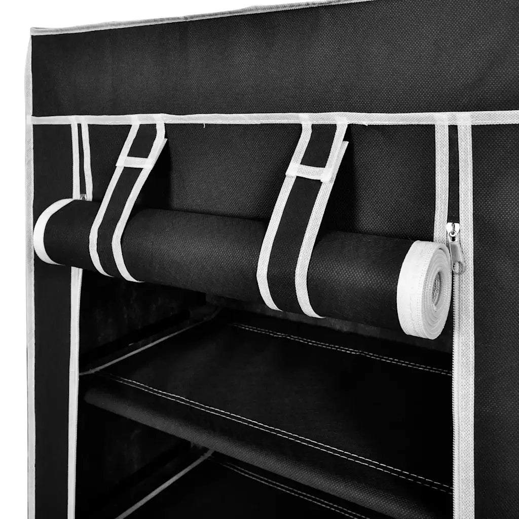 Scarpiera-Scaffale per scarpe in Tessuto Richiudibile 58 x 28 x 106 cm Nera