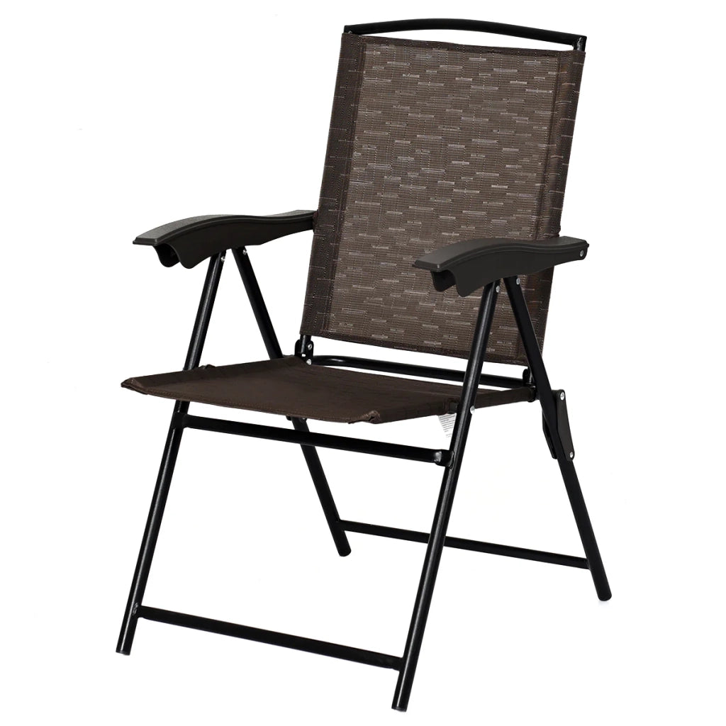 Set di 4 sedie pieghevoli in textilene 54 x 69 x 43-90 cm comode e leggere stile outdoor struttura in acciaio marrone 20_0020065
