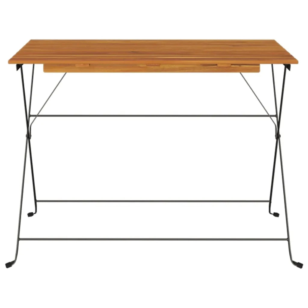Tavolo BistrÃ² Pieghevole 100x54x71 cm Massello Acacia e Acciaiocod mxl 78431