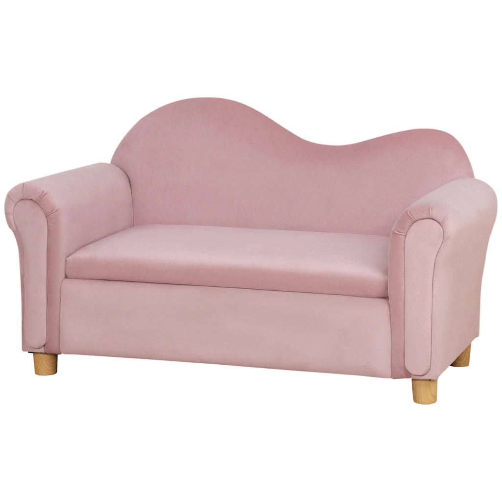 Divanetto bambini con cassetti ¨C Zephmum ¨C 84x41,5x48,5 cm rosa