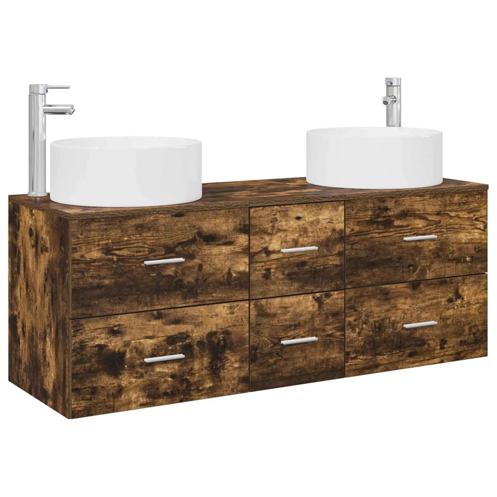 Set di mobili per il bagno 3 pz Rovere Fumo 3405959
