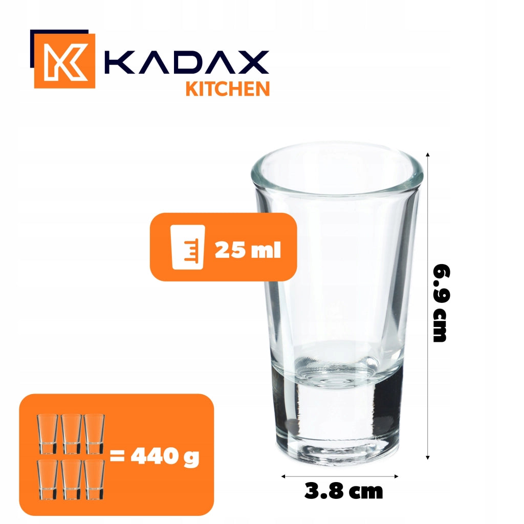 Set di 12 bicchierini da shot per vodka KADAX Classic in vetro da 25 ml