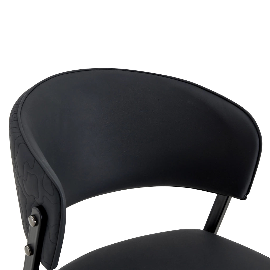 Sedia da pranzo moderna in PU nero con struttura in metallo e schienale ergonomico