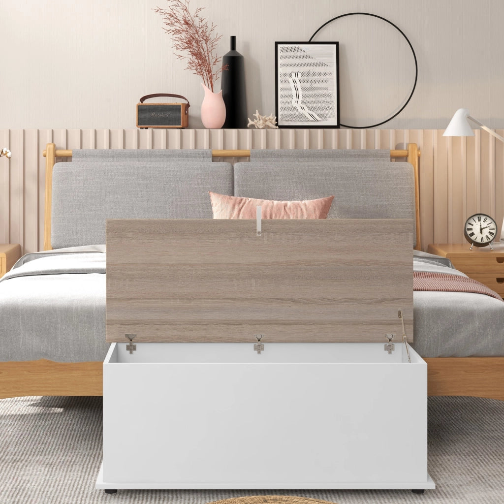 Letto contenitore con cassetti ¨C ZephMum ¨C Legno 100x40x40 cm bianco e naturale