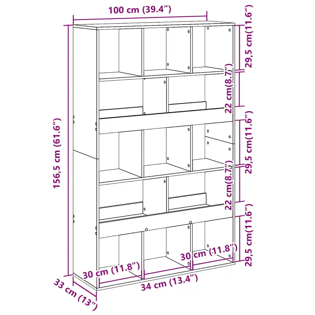 Libreria Grigio Cemento 100x33x156,5 cm in Truciolato 3309531
