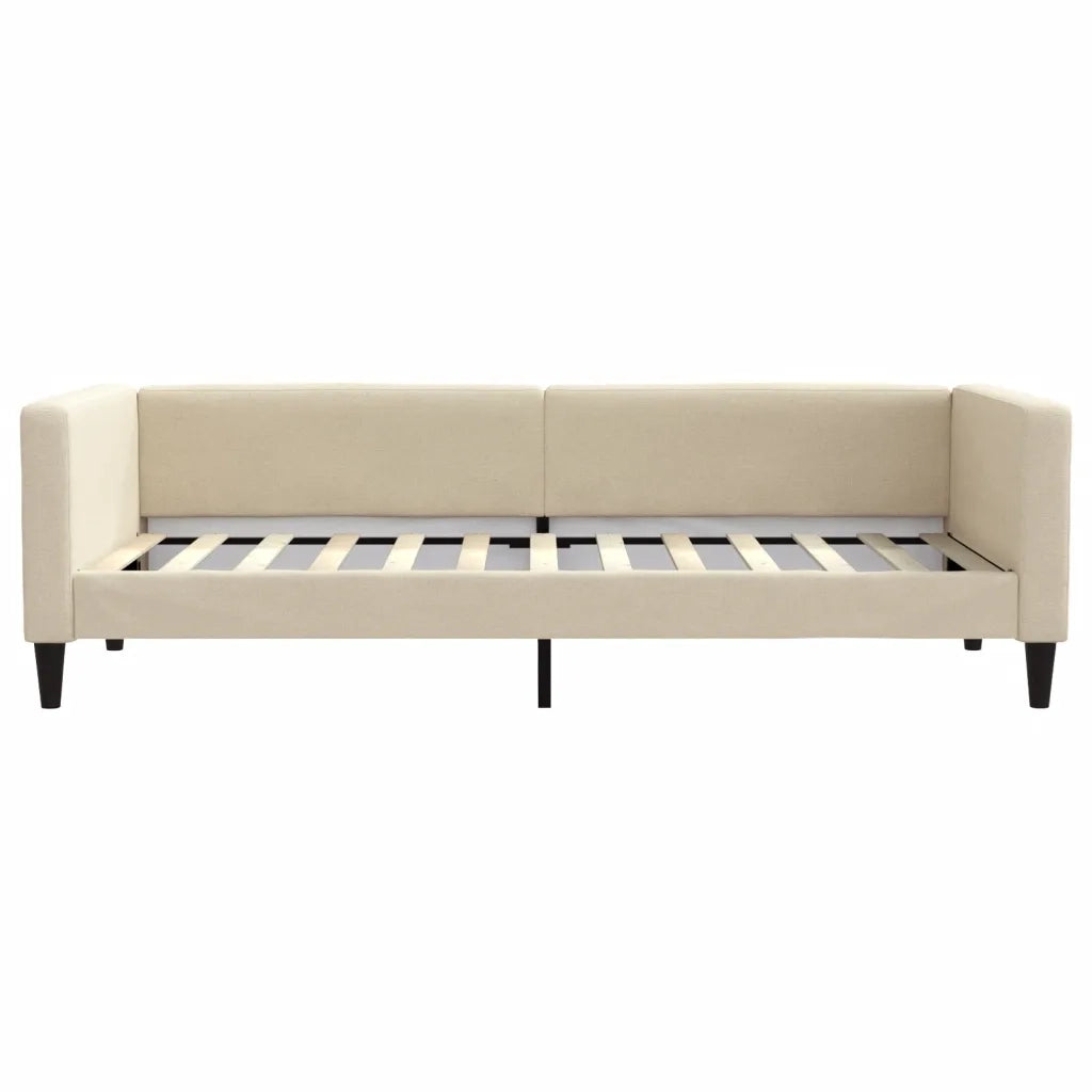 Divano Letto con Letto Estraibile Crema 90x200 cm in Tessuto 3196582