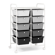 Carrello a 10 cassetti multiuso con ruote-Scaffale Organizzatore per carta da scrapbooking e utensili da ufficio Bianco e grigio
