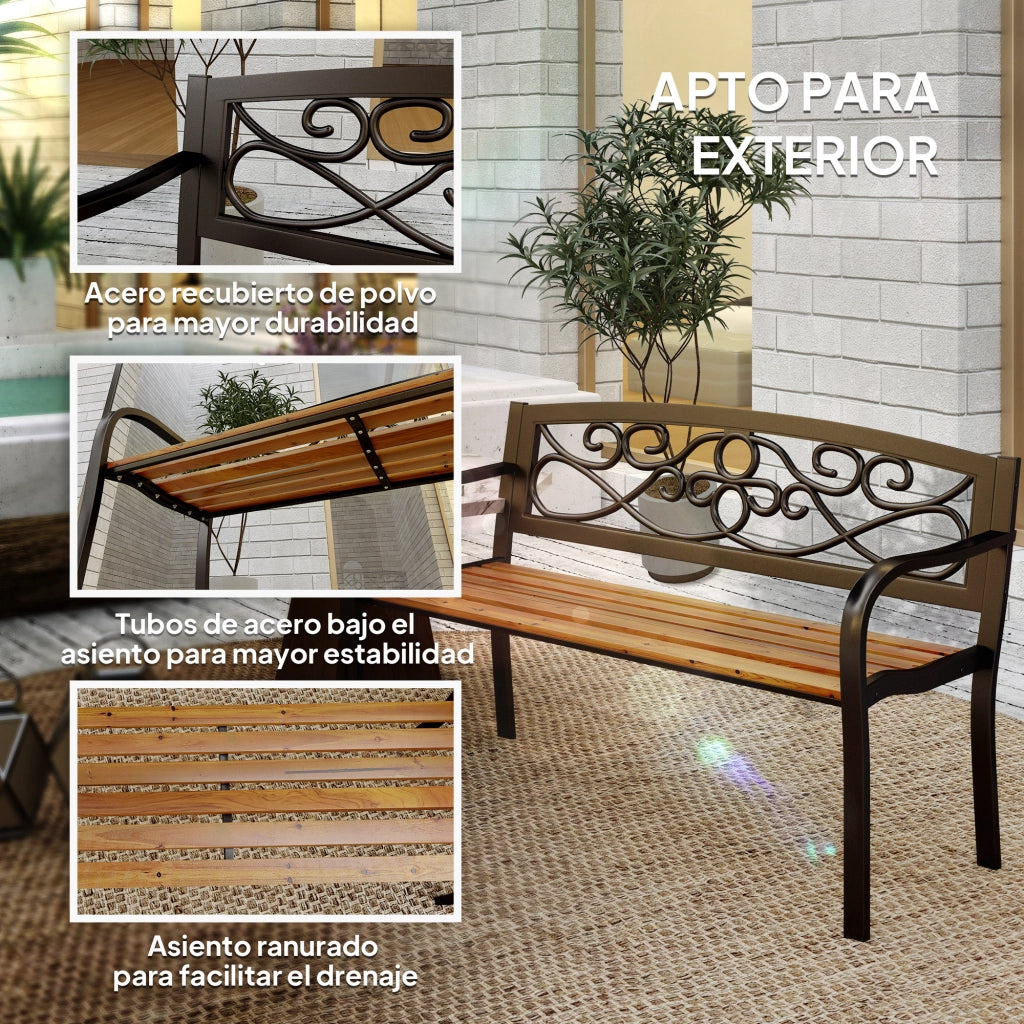 Divano da giardino 2 posti ¨C zephmum ¨C nero e legno 127x56x80