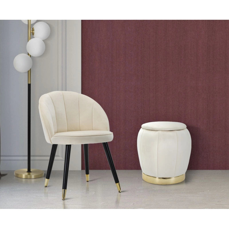 Puff/contenitore Paris Crema/gold cm ø 43x43
