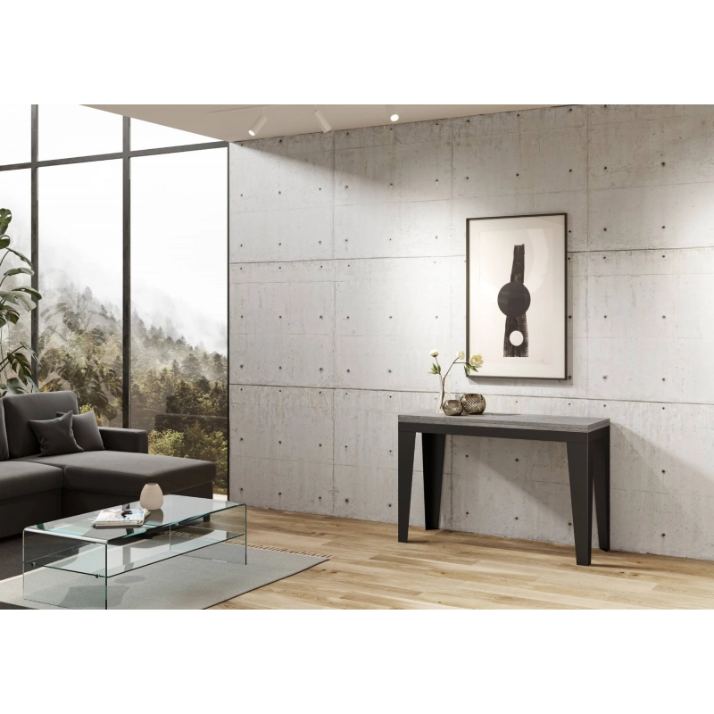Tavolo apribile 120x45/90 cm Flame Double telaio Antracite - Cemento