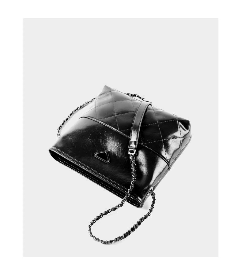 Borsa a tracolla da donna in vera pelle, borsa tote in pelle nera