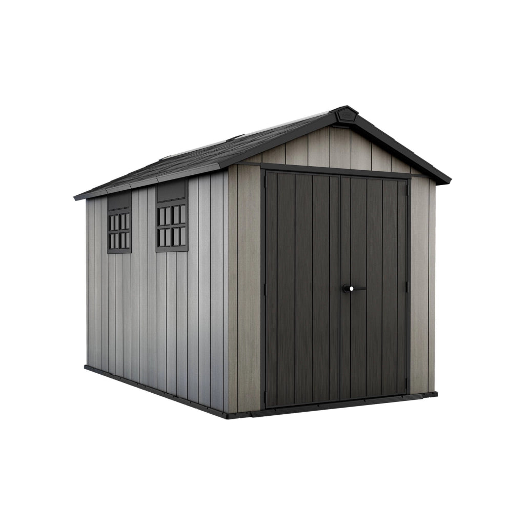 Casetta da giardino Dartmouth, Capanno da esterno, Rimessa da giardino, Ripostiglio per attrezzi, 230x350 h242 cm, Grigio
