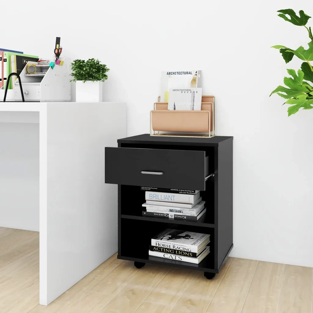 Mobiletto con Ruote Nero 46x36x59 cm in Legno Multistratocod mxl 73320