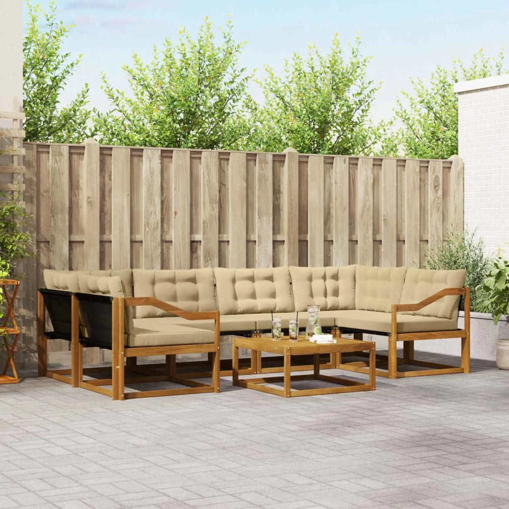 Set di divani da esterno con cuscino 7 pcs Naturale e Beige 3369252
